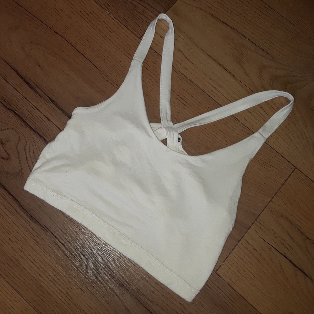 White thin strap crop top